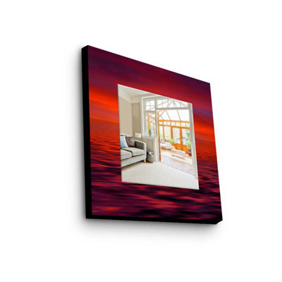 Élégant miroir décoratif avec cadre 100% bois de pin, 19,7 po x 19,7 po | Miroir en verre véritable (épaisseur: 0,2 pouce) | Peinture sur tissu élégante | Parfait pour la décoration intérieure et le vestibule, design durable et chic