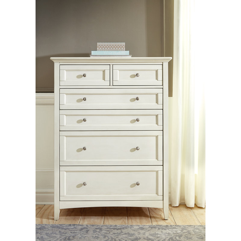 Commode 6 tiroirs Melusina, Blanc cassé / blanc