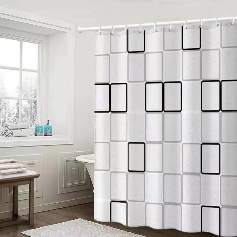 Rideaux de douche imperméables et résistants à la moisissure, écrans de salle de bain durables avec crochet, rideaux de baignoire blancs de forme carrée avec 12 anneaux en C en plastique, 70,8 po x 78,7 po