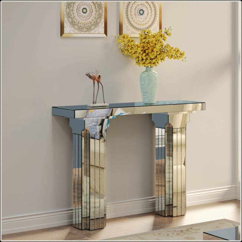 Miroir avec miroir large et miroir argenté pour bureau d'entrée avec miroir, canapé rectangulaire moderne, tables d'entrée pour salon