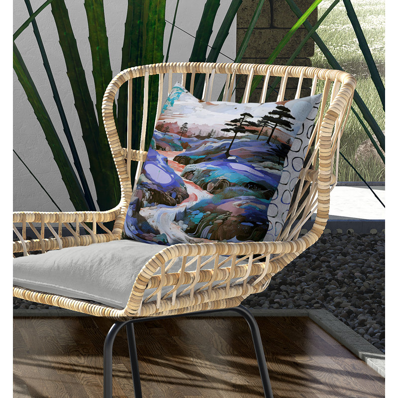 Coussin Mountain Vista, H 26 po x l 26 po, Bleu / vert / cuivre