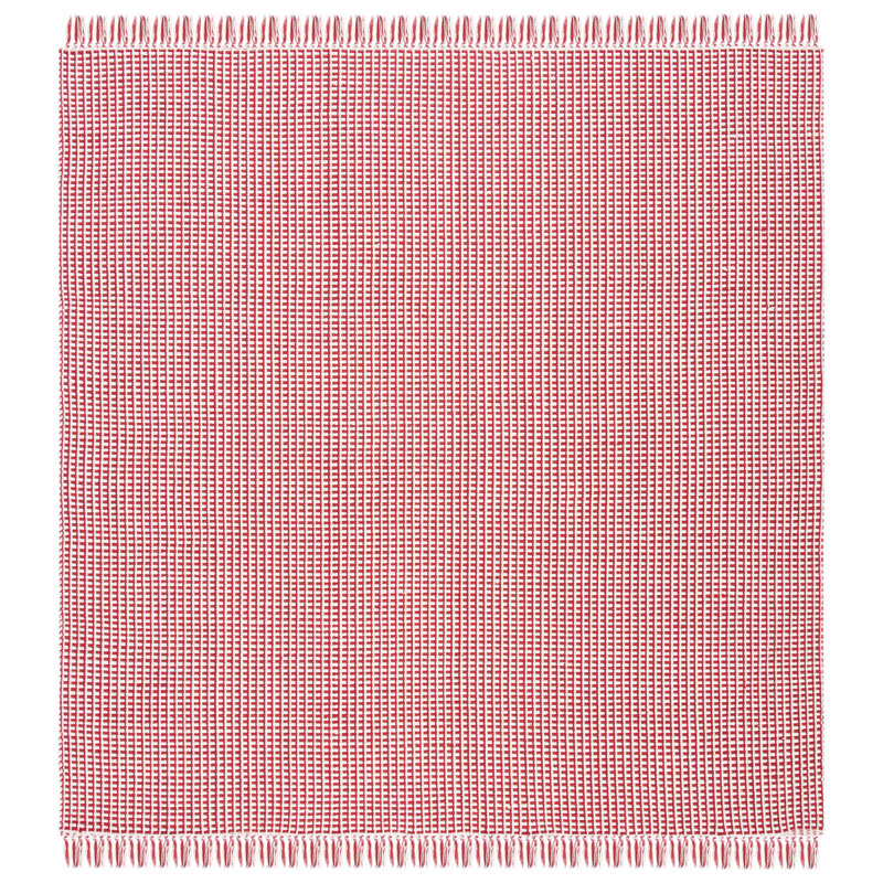 Tapis géométrique en coton tissé à la main Melaina, Carré 6 pi