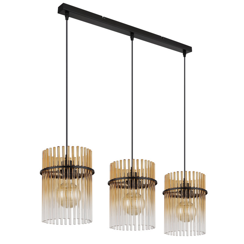 Decole 3 - Light Matte Black Pendant, Amber