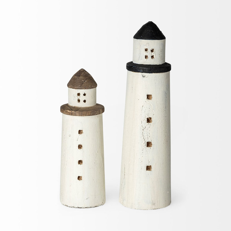 Petit phare en bois Buntine, H 13 po x l 4 po x P 4 po, Noir