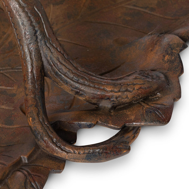 Cast Aluminum Grape Leaf Basket, 2.75" H x 12.25" W x 7.5" D