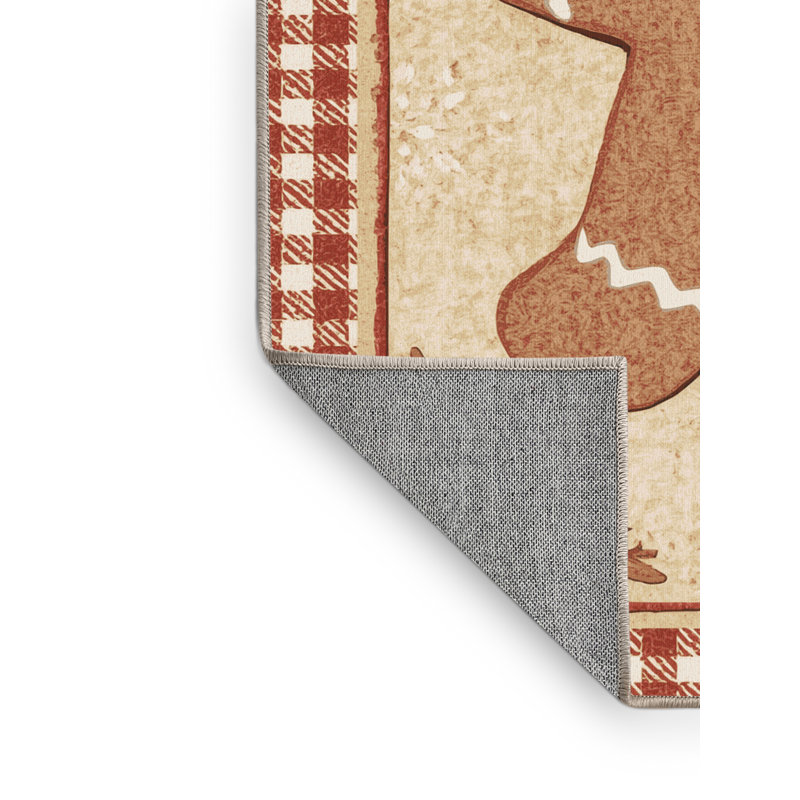 Machine Washable Bucktown Christmas Modern & Contemporary Abstract Rug in Beige – Beige Binding, 7x9
