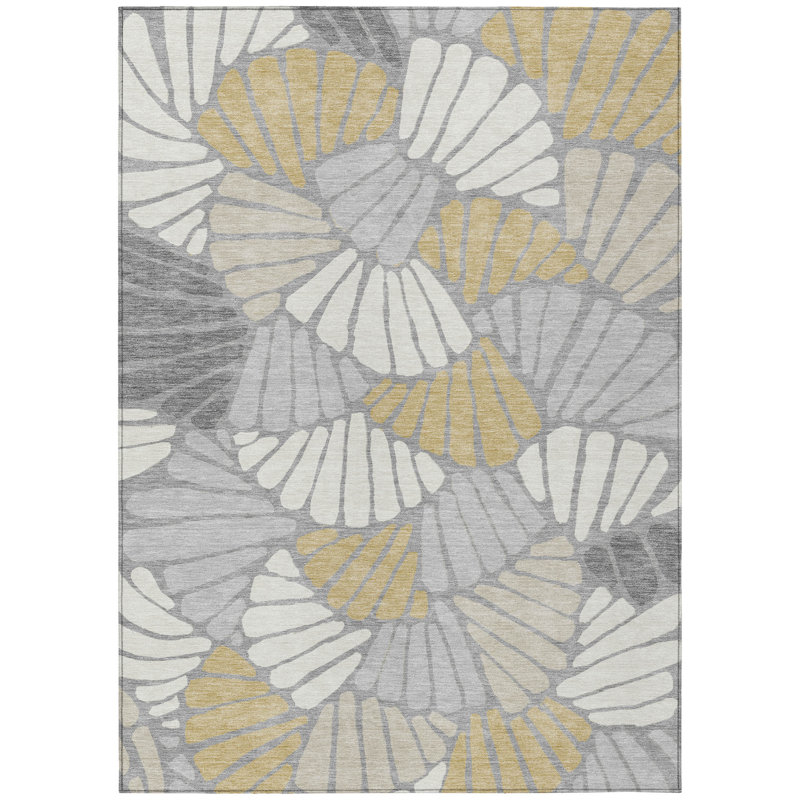 Machine Washable Indoor/Outdoor Jozwiak ACN2384 Floral Rug, Rectangle 10' x 14'