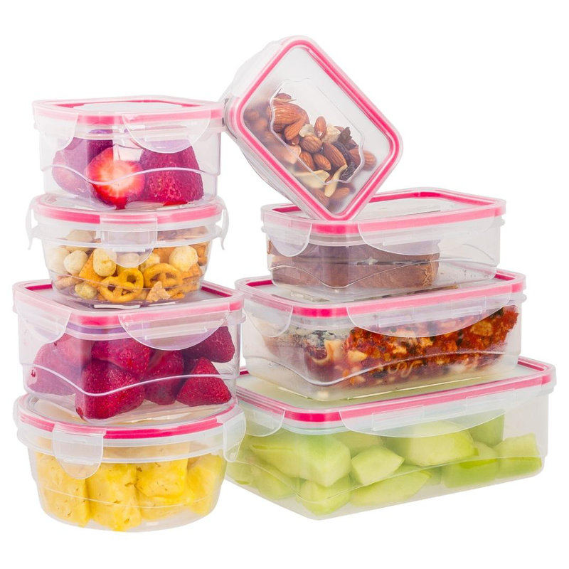 Ensemble de 8 contenants alimentaires en plastique Kenzie, Rouge