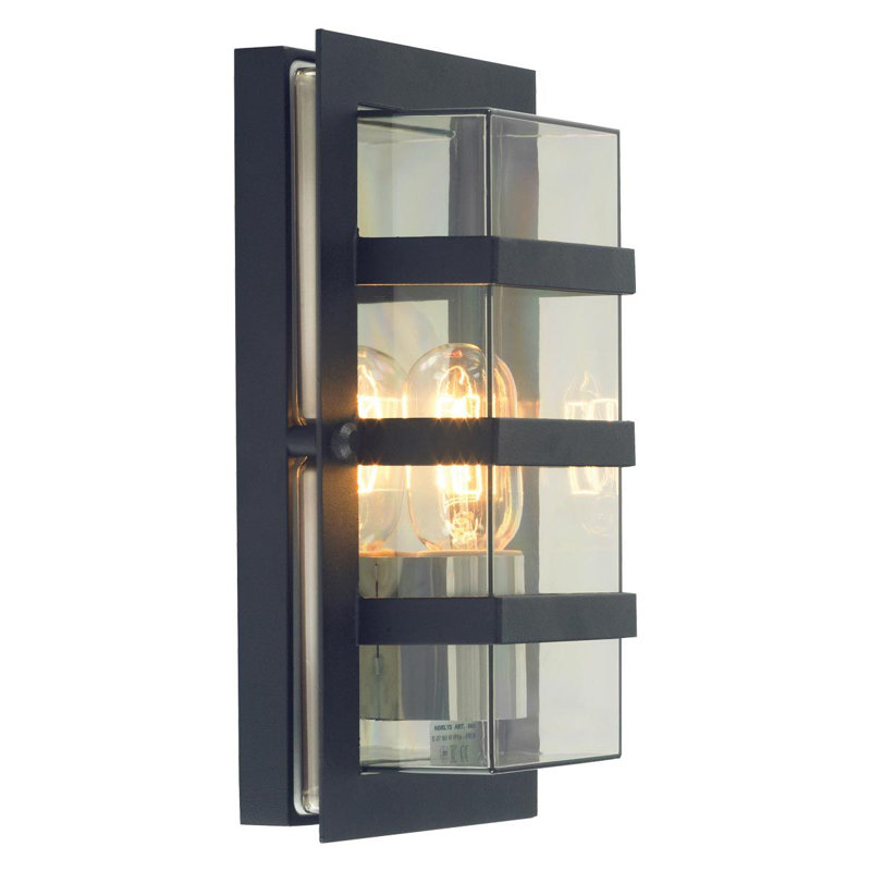 Outdoor Bulkhead Light, 60W E27, Clear Black