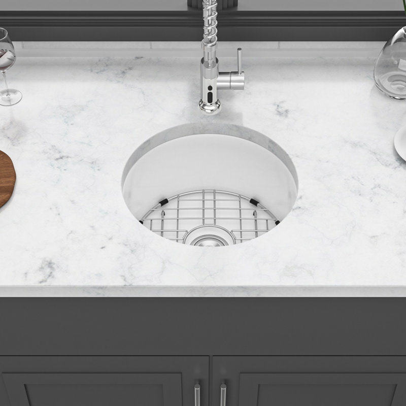 Évier de cuisine circulaire en céramique blanche durable pour un décor de ferme moderne