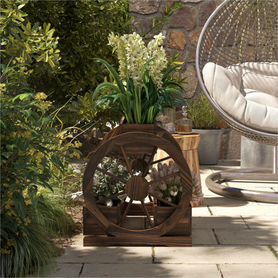 Lit de jardin surélevé en bois de sapin carbonisé à 3 niveaux pour les légumes, les fleurs et les herbes, jardinière à roulettes