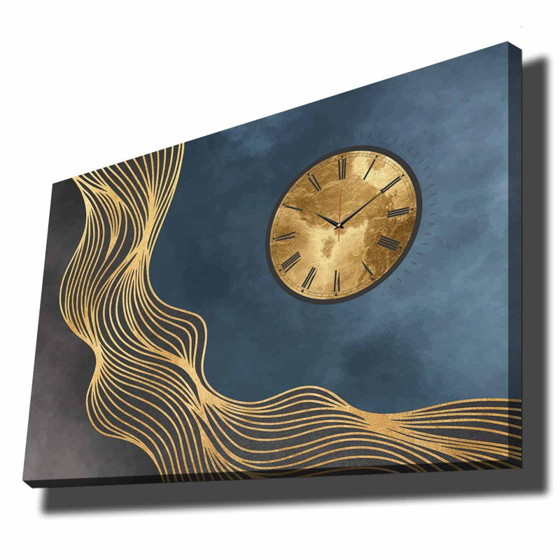 Horloge murale élégante en toile 27,6 po x 39,4 po | Toile 100% suède avec cadre 100% bois (épaisseur: 1,1 pouce) | Parfait pour la décoration intérieure, garde-temps élégant pour le salon et le bureau, design unique