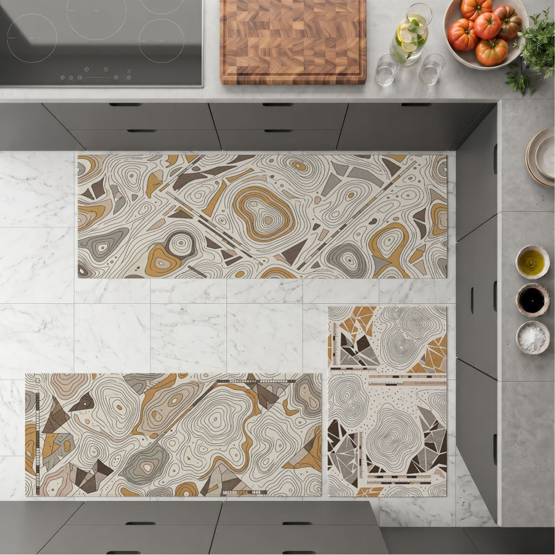 Tapis de cuisine géométriques abstraits et lavables antidérapants