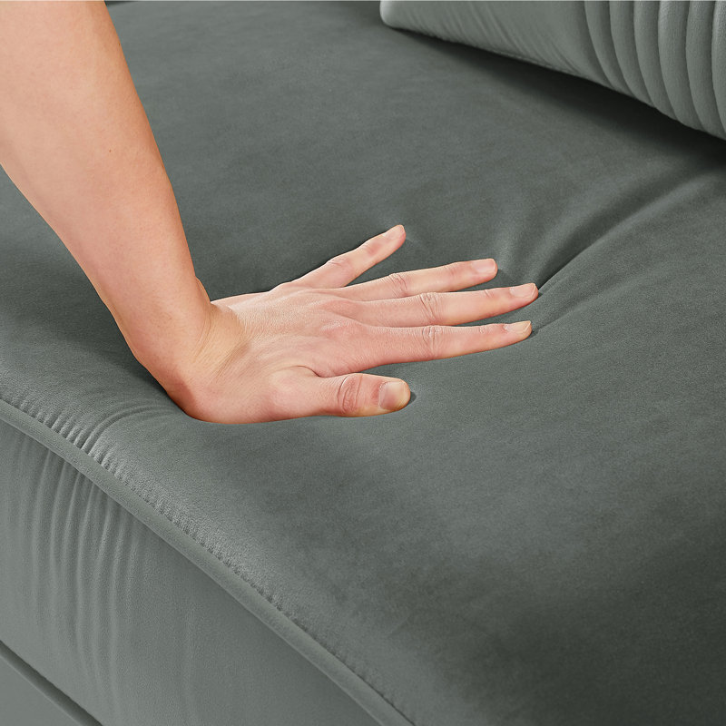 Ledee 80'' Velvet Sofa, Gray Velvet