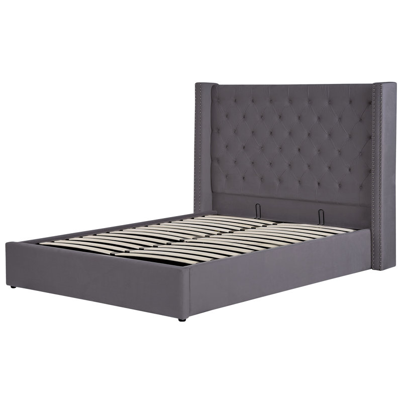 Shala Upholstered Ottoman Storage Bed, Grey, Double (4'6)