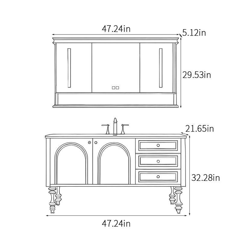 American-style fashion bathroom cabinet, 47"