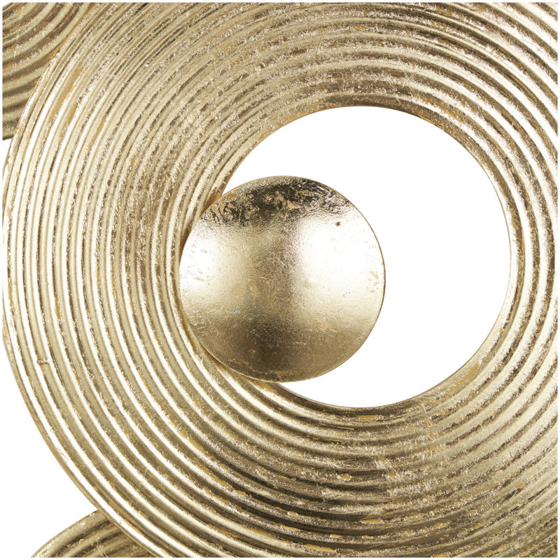 Metal Stacked Circle Ring Abstract Gold Wall Decor with Groove Texture