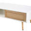 Table basse en rotin, porte coulissante pour le rangement, pieds en bois massif-1100581031