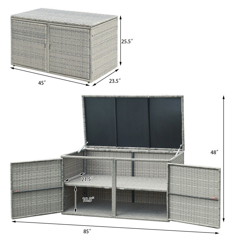 FRESCOLY 45'' W 88 Gallons Deck Box, Gray
