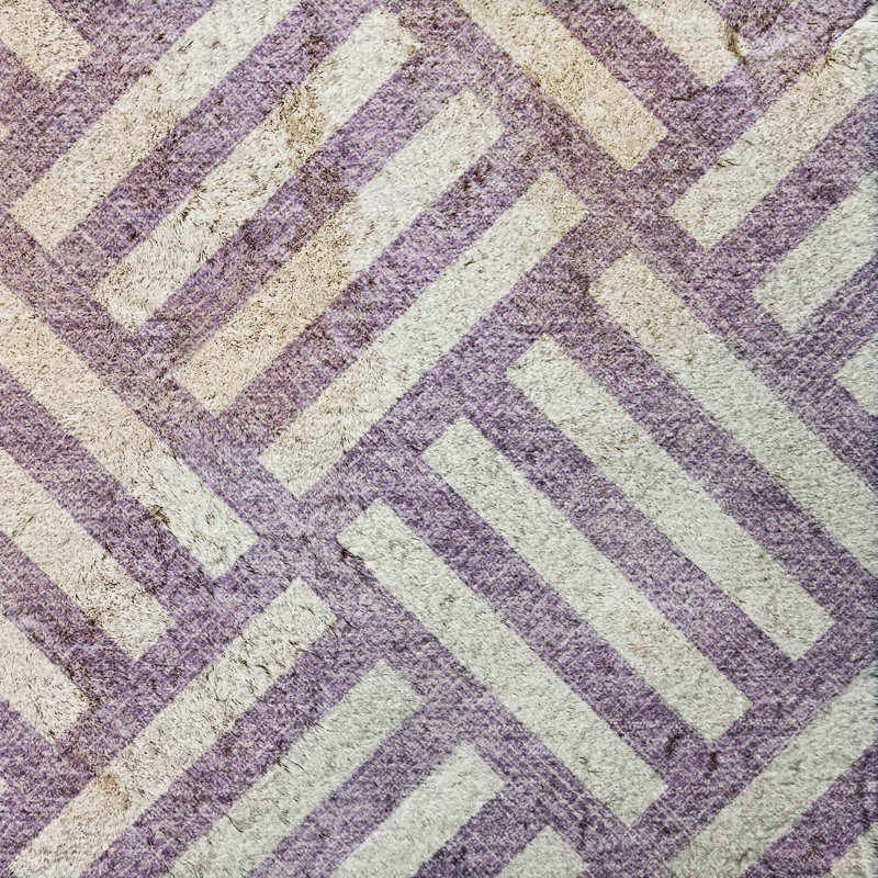 Tapis à poils longs de qualité supérieure lavable à la machine ADS620, Purple, 9' x 12'