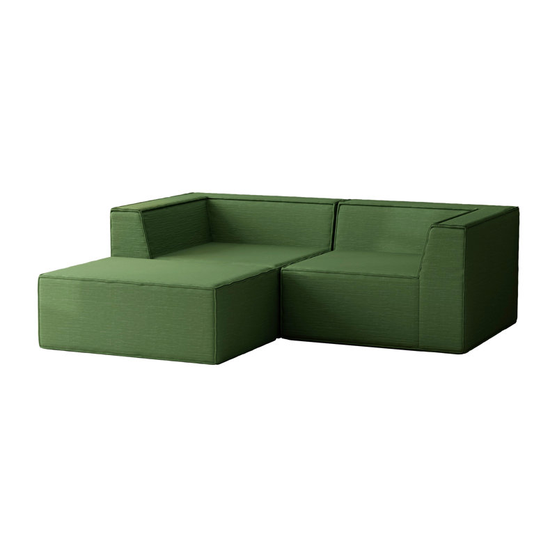Boneless Comfy Cloud 76" Wide 3-Seat Modular Sofa Couch Upholstered Sectional with ottoman, Green Fabric