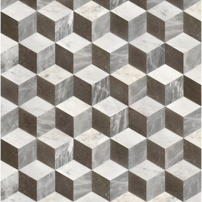 Hexagon Water-Jet Marble, White Grey Black 3 Colour, Natural Marble, For Floor And Wall, Polished Marble Tile, Natural Stone, 1 Box 12 Pcs