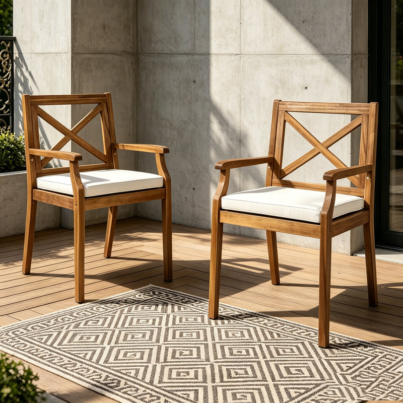 2PCS Patio Lounge Chair, Cream
