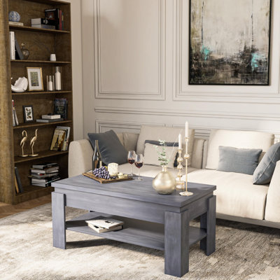 Table basse en grès crème - en stratifié pour meubles de transformateur, rectangulaire et compacte