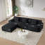Canapé modulaire en L 113 po pour salon modulaire de 113 po, revêtement en velours côtelé noir, canapé surdimensionné à 3 places avec siège profond et repose-pieds mobile - sans assemblage-129519987-129519988