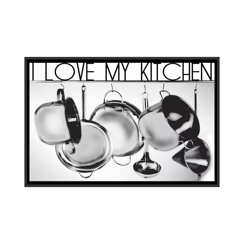 «I Love My Kitchen» par Luz, impression sur toile, H 18 po x l 26 po x P 1,5 po, Toile avec cadre noir