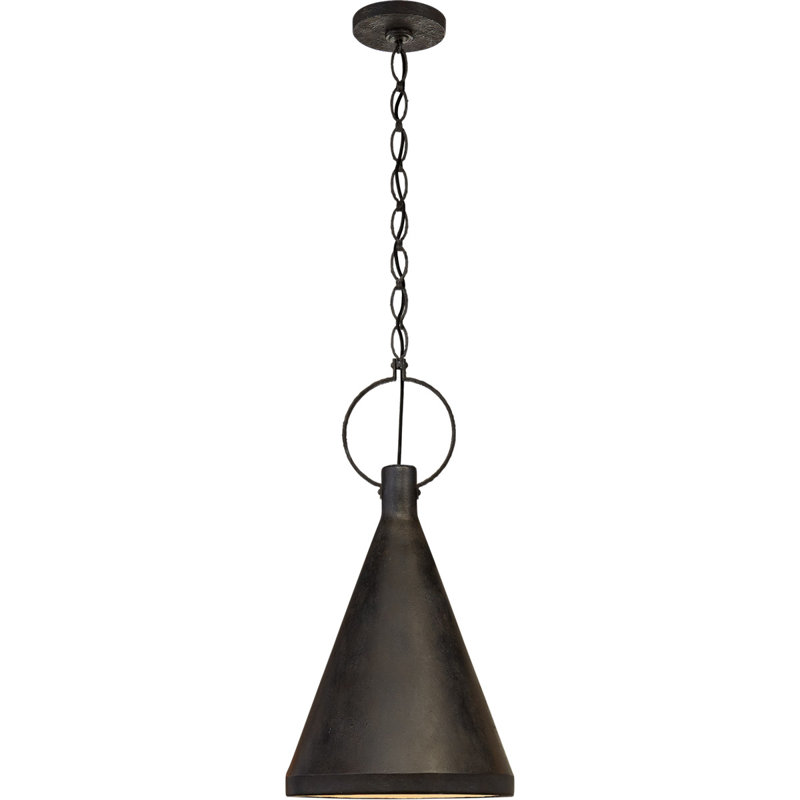 Suzanne Kasler Limoges Small Pendant, Aged Iron, 25.75" H x 13.5" W x 13.5" D