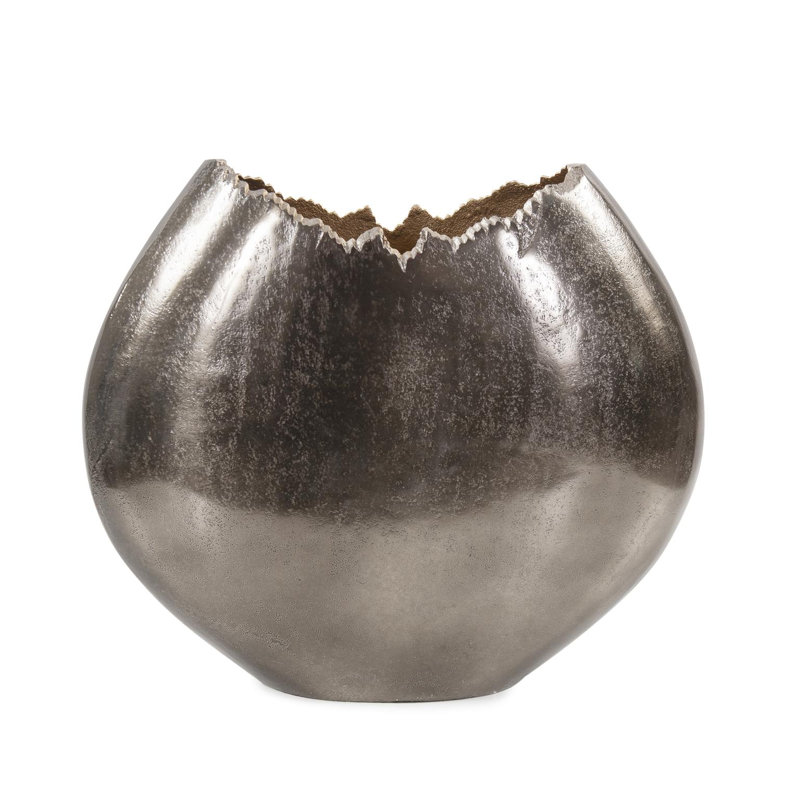 Baniff Jagged Edged Disc Vase- Medium, 10" H x 11.5" W x 3.5" D
