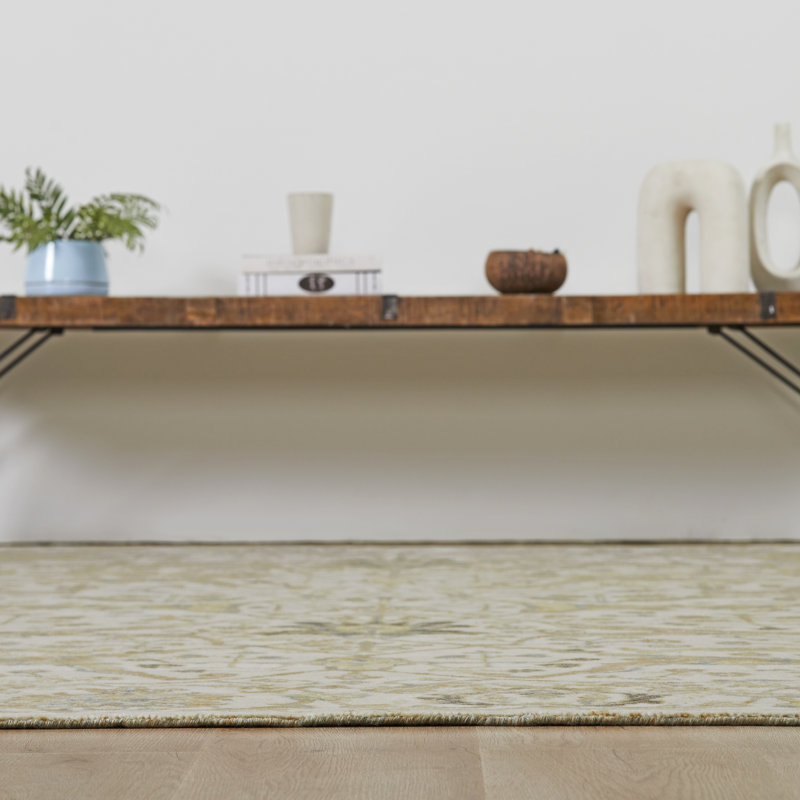 Wool Area Rug, Rectangle 5' x 7', Gold/Ivory