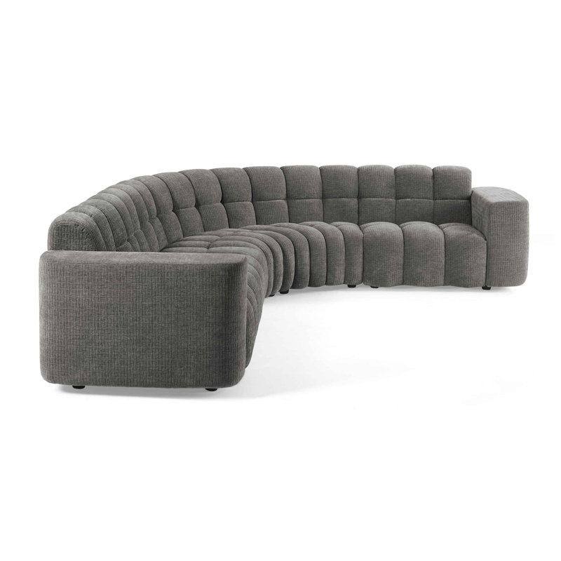 Jacobi Minimore Modern Style 145.3" W Marigold L Shape Type2 6S Sofa, Gray Chenille