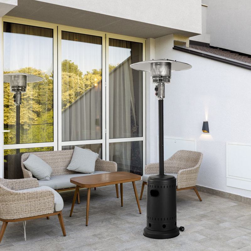 Chauffe-terrasse autoportant au propane, 46 000 BTU, Noir