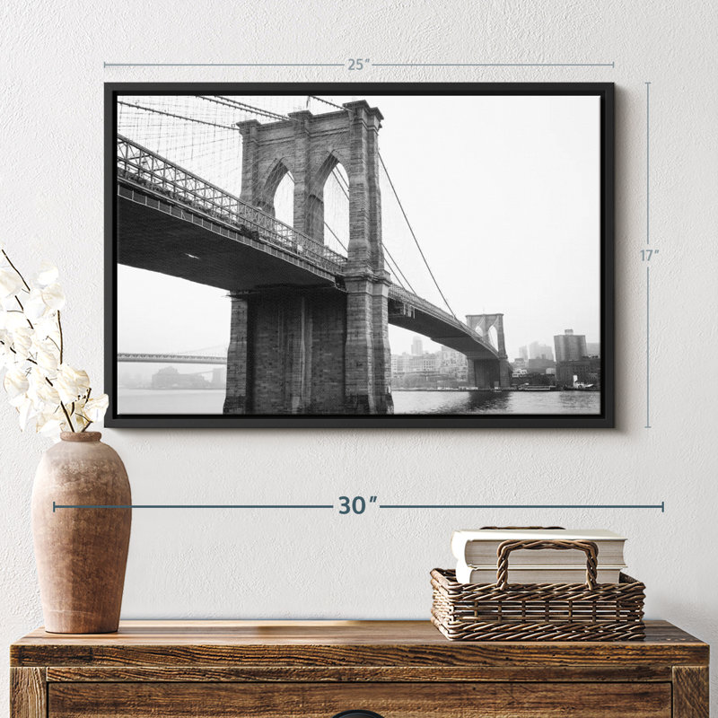 «Art mural monochromatique du pont de Brooklyn», H 17 po x l 25 po
