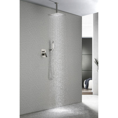 Wall Mounted Luxury Bathroom Shower, 12" Rain Shower Head With Enhanced Water And Air Injection System, Head, Construction Materials