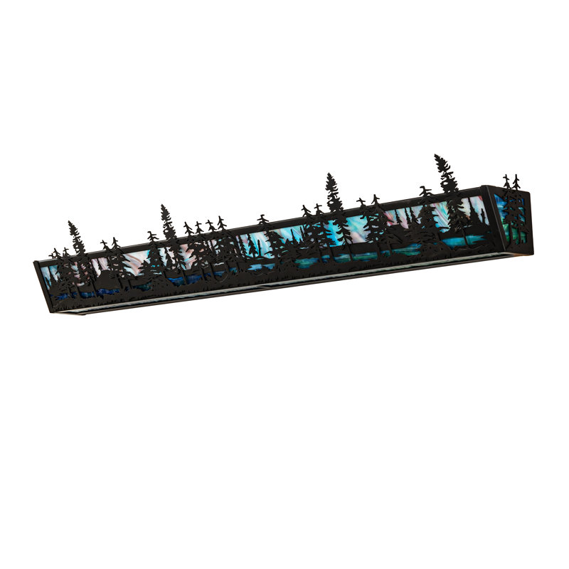 Rustic Lodge 4 - Light Bath Bar, 7" H x 36" W x 7" D, Blue/Green/Purple, Timeless Bronze