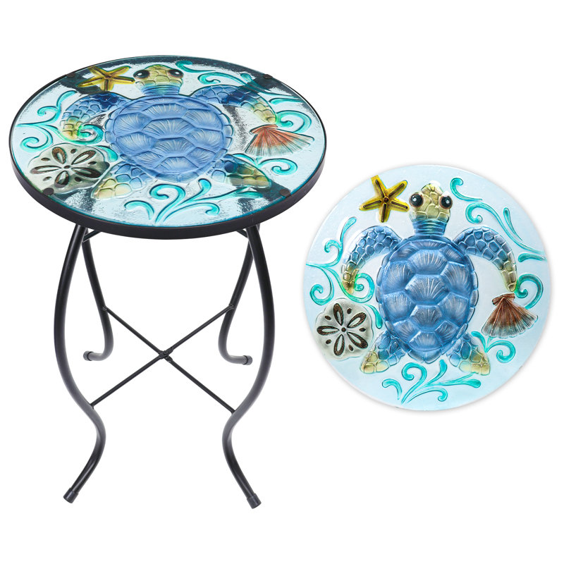 Table d'appoint d'extérieur, table d'appoint d'intérieur, table d'appoint décorative, table d'appoint à motif de tortue, petite table d'appoint de table basse, thème océan, utilisation intérieure / extérieure
