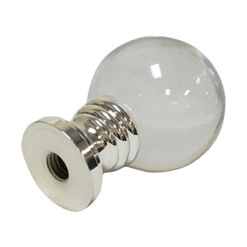 Faîteau de lampe boule de cristal, Base argent poli