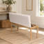 Banc de rangement en bois de style campagnard avec coussin moelleux – Pieds tournés en forme de fuseau, finition naturelle, assise recouverte de lin, style moderne du milieu du siècle pour l'entrée, le couloir, le salon et le coin lecture.-949436316-949436319