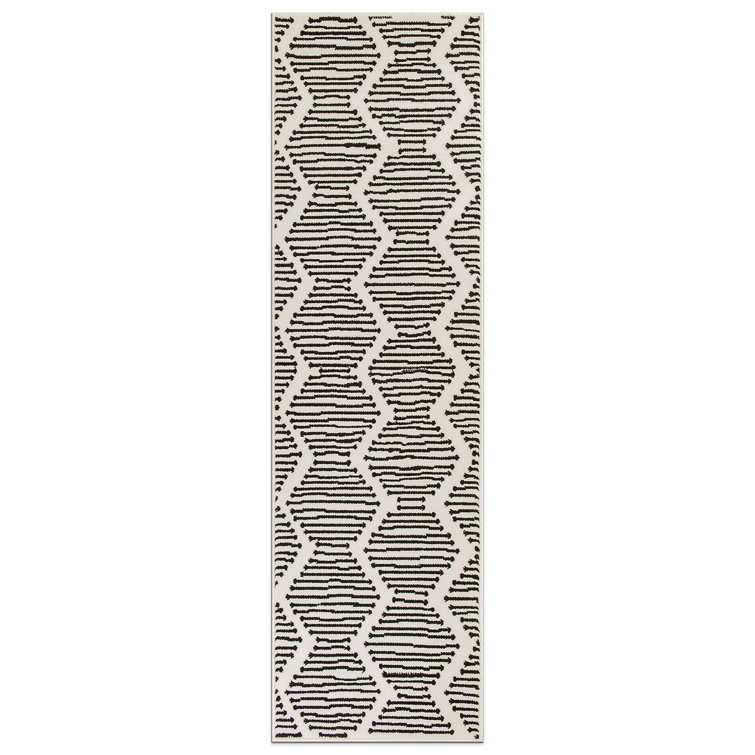 Boho Stripe Design Low Pile Performance Area Rug