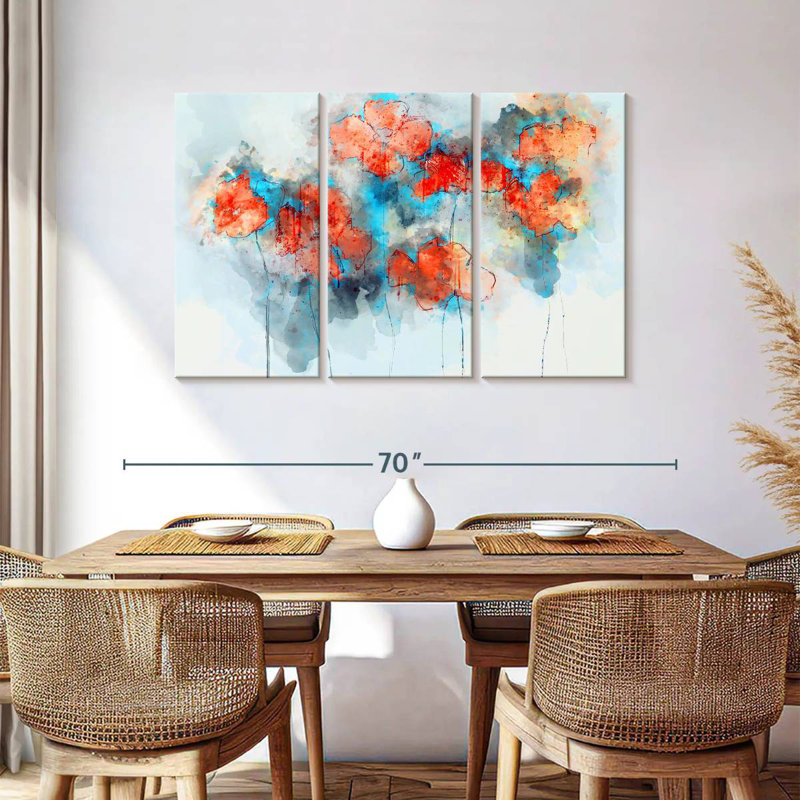 Coquelicots à motif floral abstrait Avery, H 36 po x l 57 po
