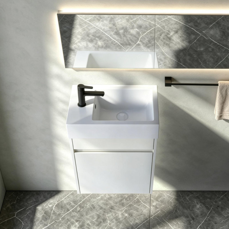 Meuble-lavabo flottant 18 po Aero (assemblé), White