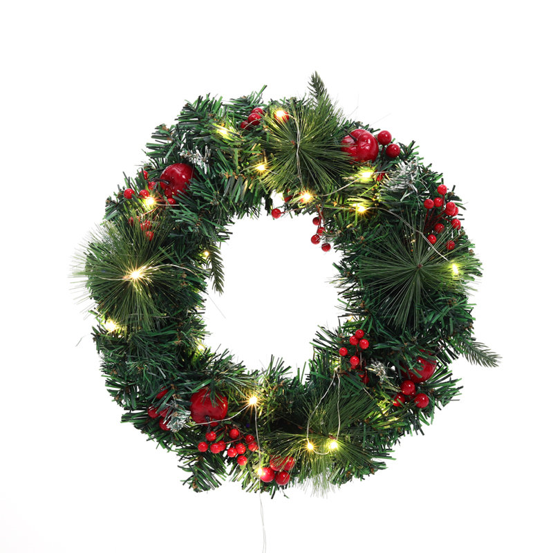 Faux Lighted Plastic 30cm Wreath