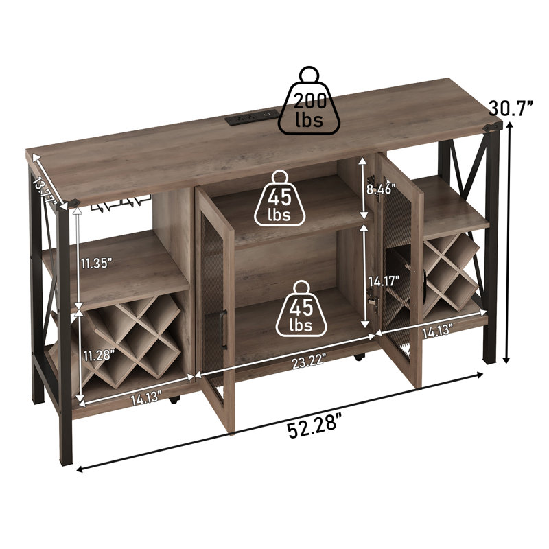 Armoire bar 52,28 po, Gris