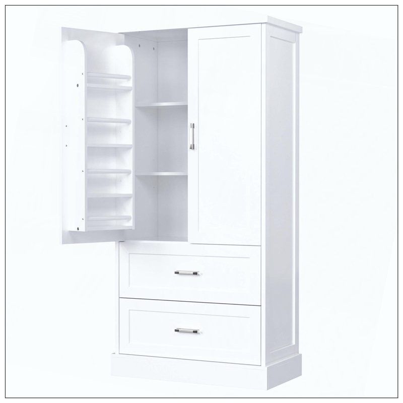 Tablette réglable pour armoire de salle de bain haute à deux portes, Blanc