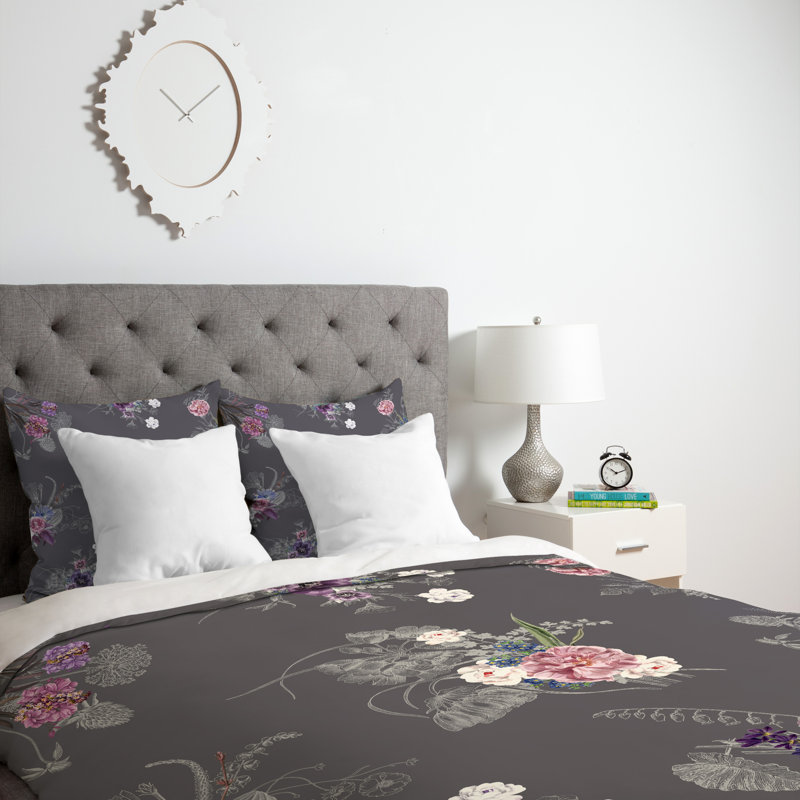 Ensemble de housse de couette Iveta Abolina, Anthracite, Housse de couette pour très grand lit et 2 très 