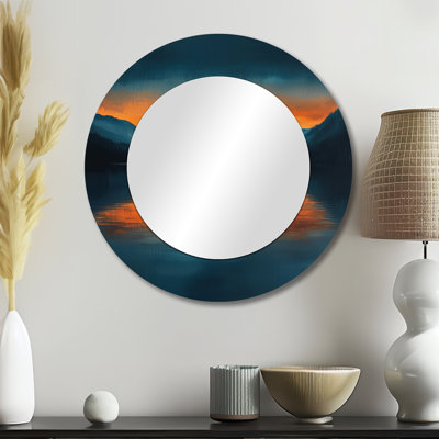 «Countryside Lake At Sunset I» - décoration murale miroir Lake House - imprimé sur métal