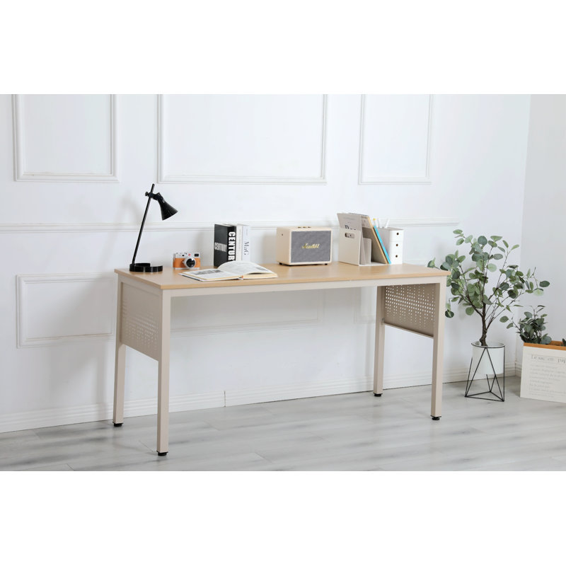 Poste de travail de bureau à domicile, H 30,7 po x l 55 po x P 24 po, Beige / Blanc